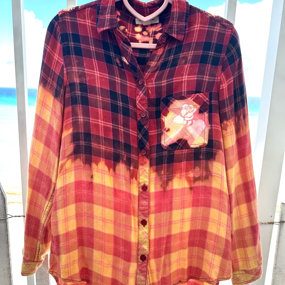 Plaid Red and Yellow flannel Shirt